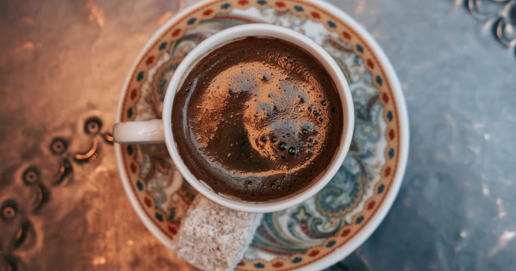 Properly made Turkish coffee with delight.
